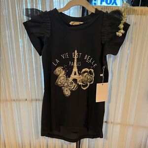 Joyfolle Chic Black Paris Dress with Floral Design